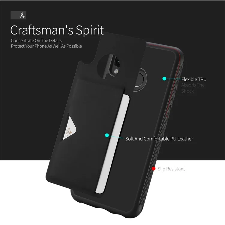 DUX DUCIS Pocard Series Card Holder PU Leather Coated TPU Case for Huawei P20 Lite/Nova 3e - Black