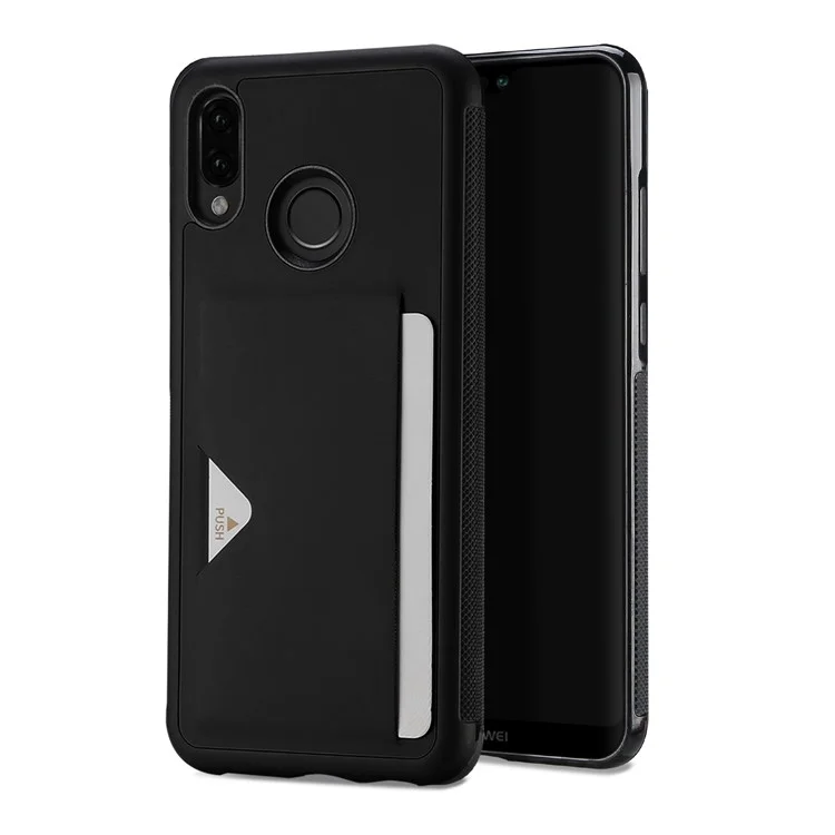 DUX DUCIS Pocard Series Card Holder PU Leather Coated TPU Case for Huawei P20 Lite/Nova 3e - Black