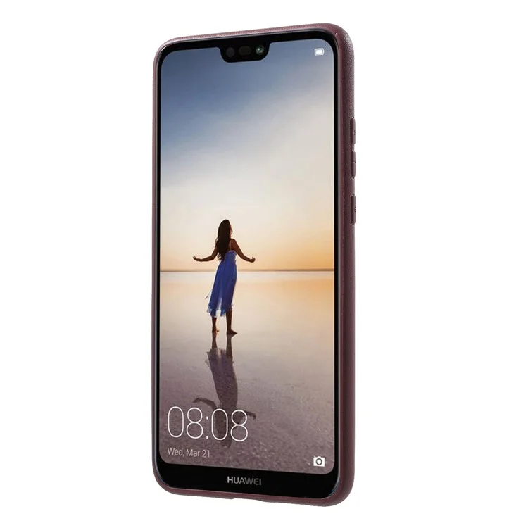 Woven Pattern Soft TPU Phone Back Case for Huawei P20 - Brown