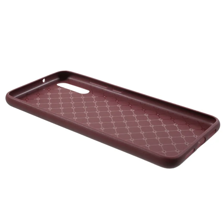Woven Pattern Soft TPU Phone Back Case for Huawei P20 - Brown