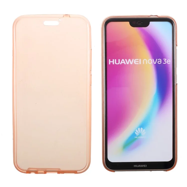 2-in-1 Touchable TPU Case (Front + Back) for Huawei P20 Lite/Nova 3e - Pink