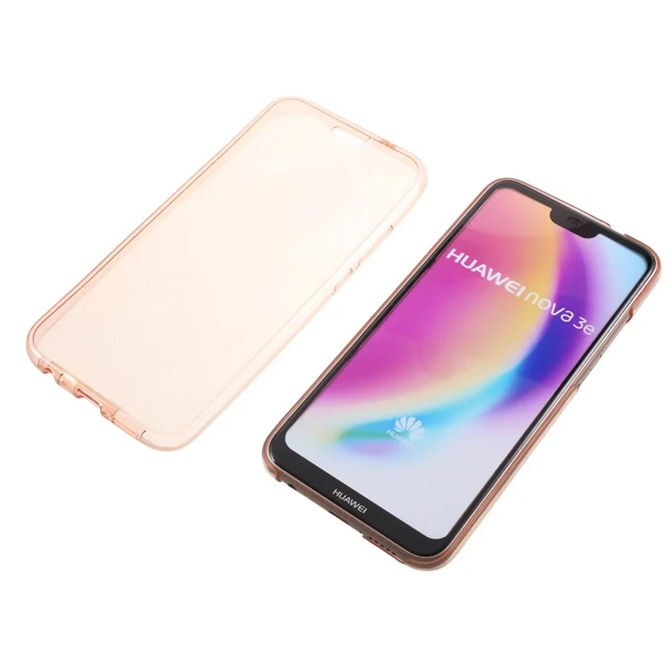 2-in-1 Touchable TPU Case (Front + Back) for Huawei P20 Lite/Nova 3e - Pink