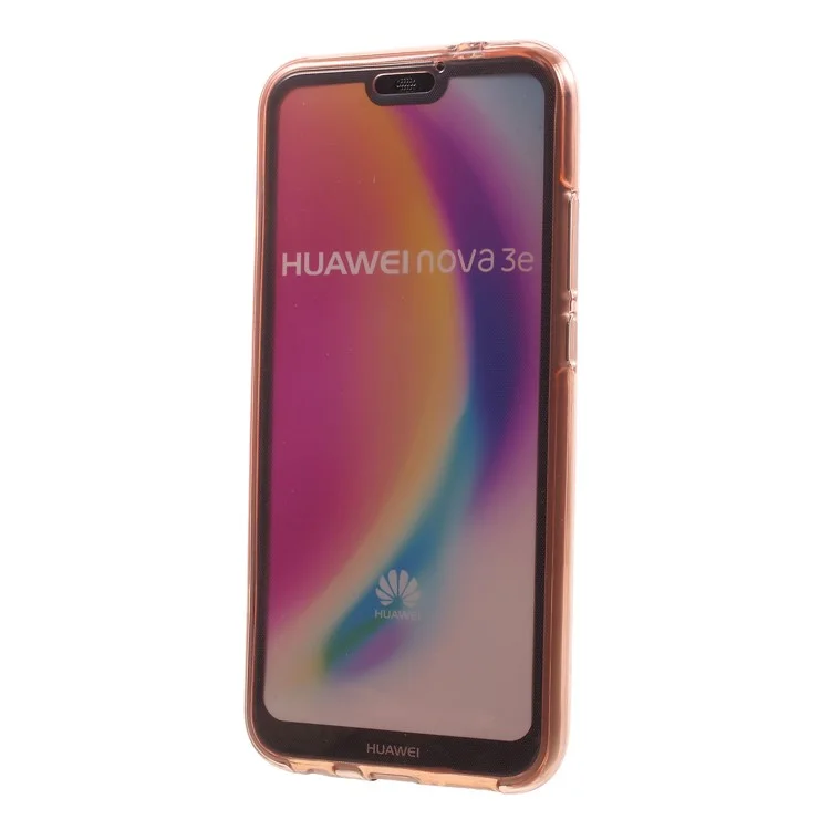 2-in-1 Touchable TPU Case (Front + Back) for Huawei P20 Lite/Nova 3e - Pink