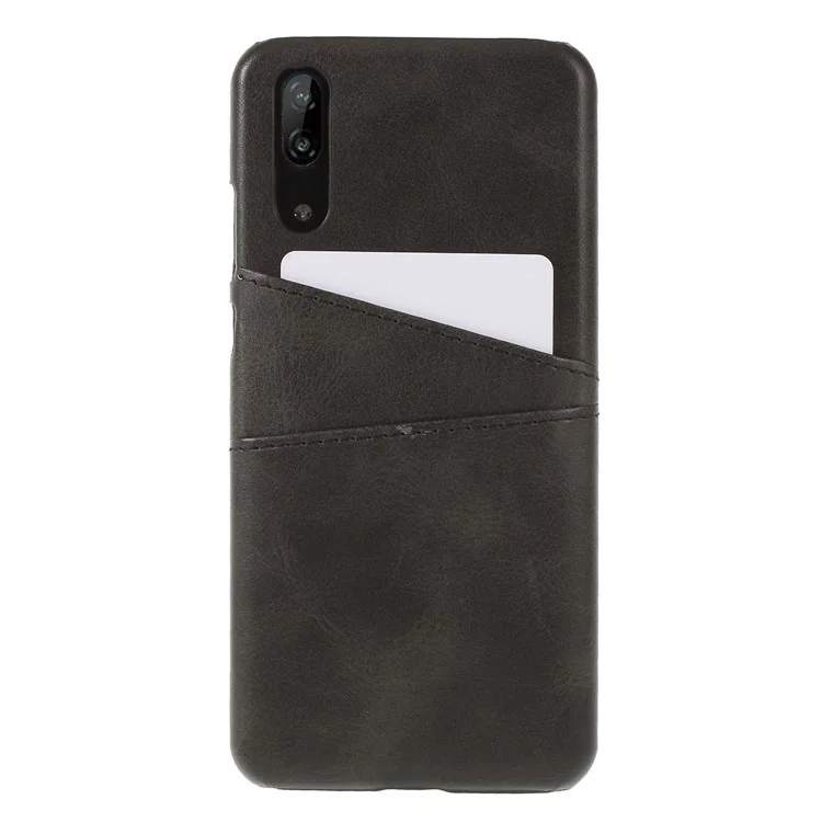 Dual Card Slots PU Leather Coated PC Mobile Case for Huawei P20 - Black