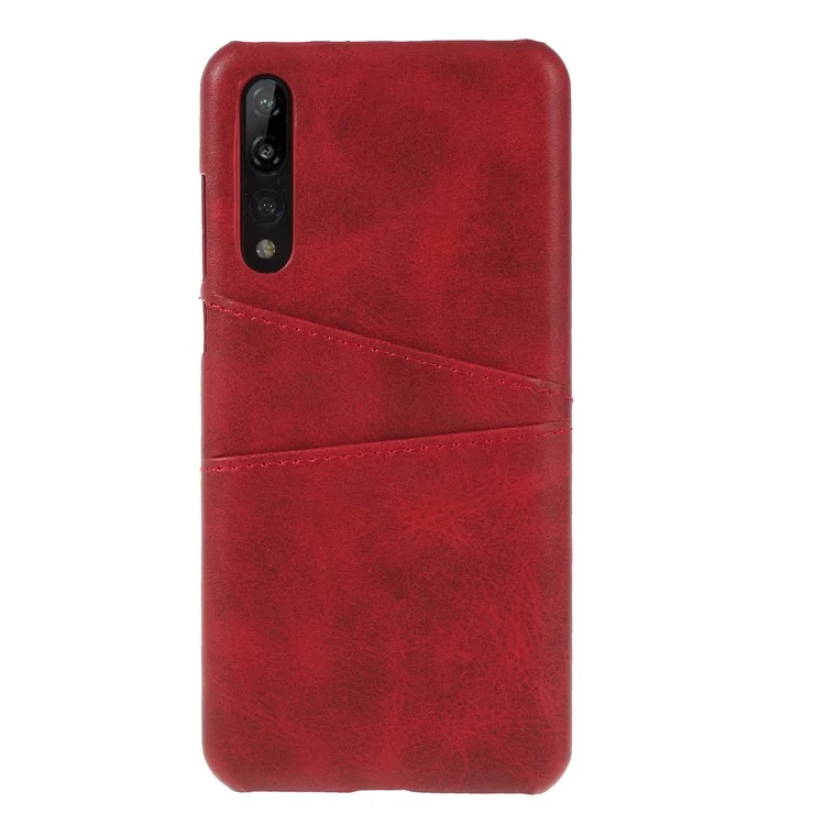 Card Holder PU Leather Coated PC Phone Cover for Huawei P20 Pro - Red