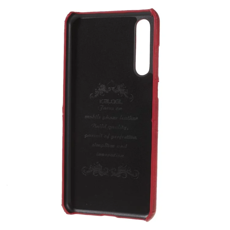 Porta-cartões Revestido de Couro PU Capa de Telefone PC para Huawei P20 Pro - Vermelho
