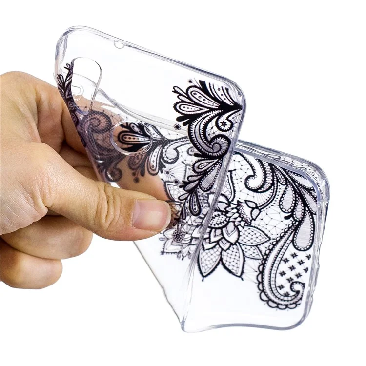 Pattern Printing TPU Phone Cover Case for Huawei P20 Lite/Nova 3e (China) - Black Flower