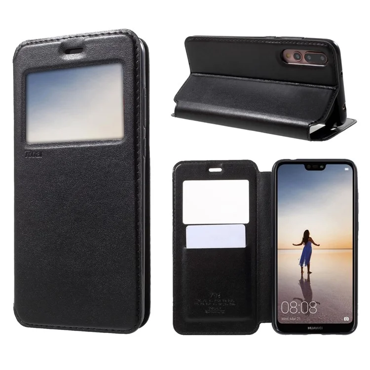 ROAR KOREA View Window Noble Leather Flip Stand Case for Huawei P20 Pro - Black