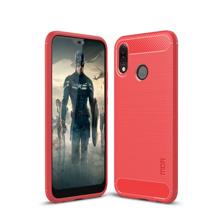 MOFI Carbon Fiber Texture Brushed TPU Mobile Shell for Huawei P20 Lite / Nova 3e - Red