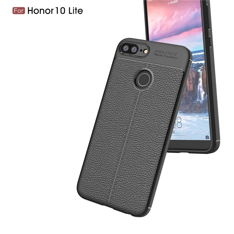 Litchi Texture TPU Mobile Phone Case for Huawei Honor 9i (2018) 5.84-inch - Black