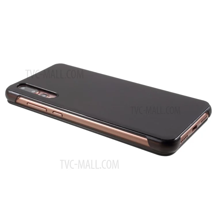 View Window Smart PU Leather Phone Case for Huawei P20 Pro - Black