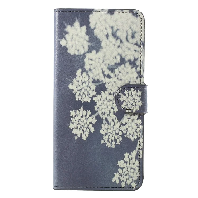 Pattern Printing Wallet Stand Leather Phone Case for Huawei Honor 7C / Enjoy 8 - White Blooming Flower
