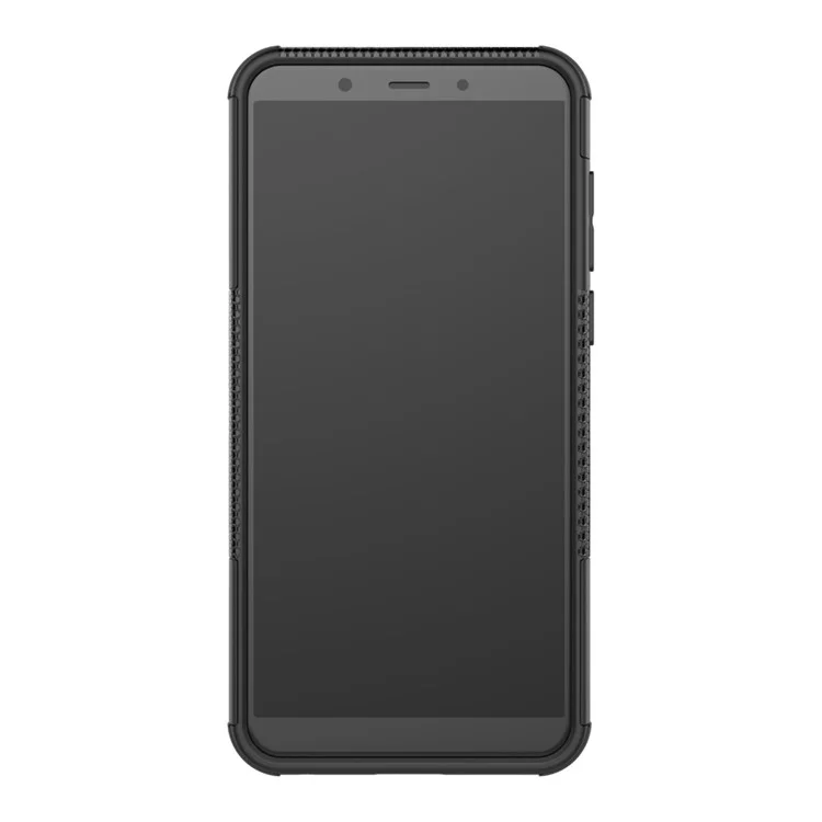Anti-slip PC + Silicone Hybrid Case with Kickstand for Huawei P Smart / Enjoy 7S - Black