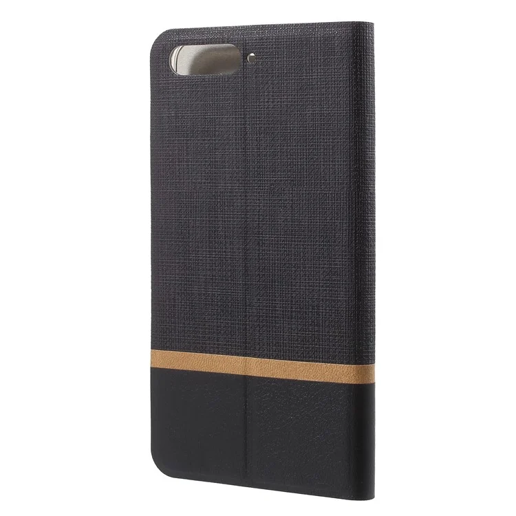 Cross Texture Stand Leather Card Holder Cover Case for Huawei Y6 (2018) / Honor 7A (without Fingerprint Sensor) - Black