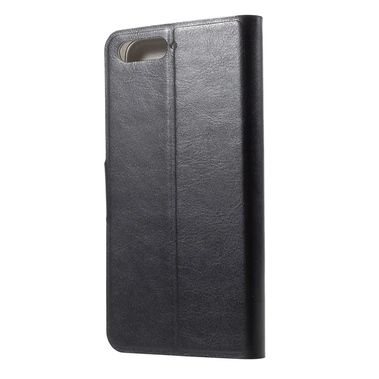 For Huawei Y6 (2018) Crazy Horse Texture PU Leather Protection Mobile Phone Case with Stand - Black