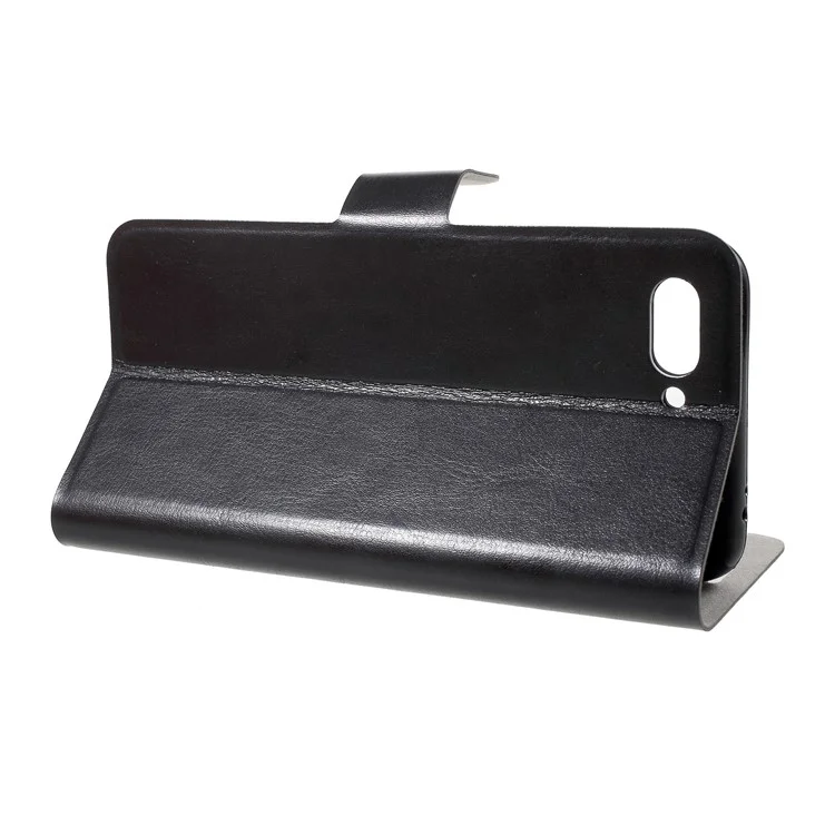For Huawei Honor 10 Crazy Horse Texture Stand Leather Card Holder Mobile Casing - Black