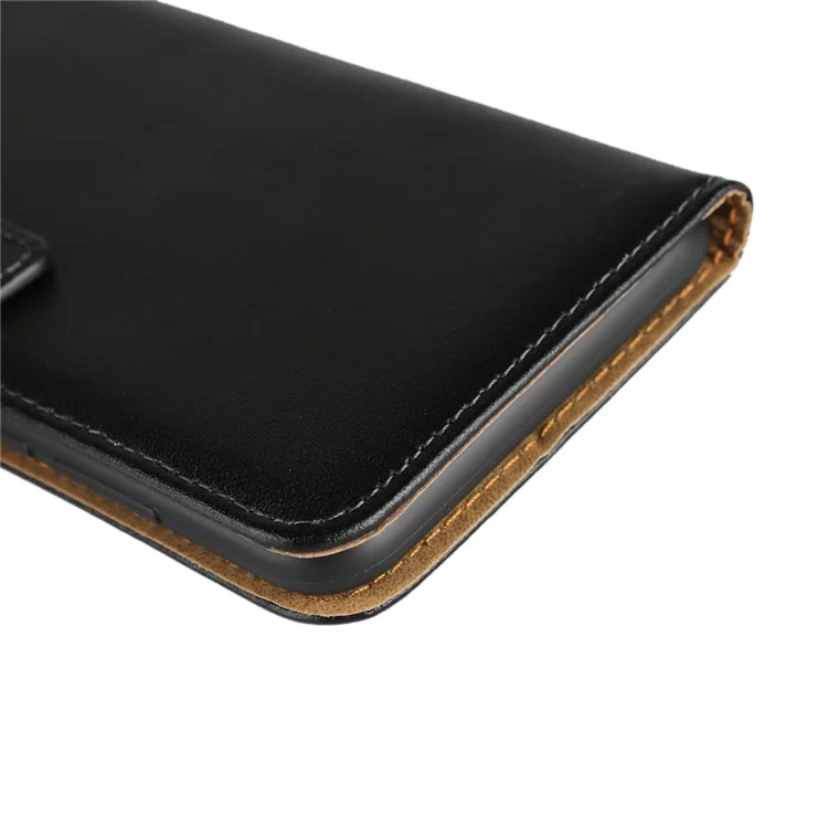 Genuine Leather Wallet Stand Phone Case for Huawei Honor 7C / Enjoy 8 - Black