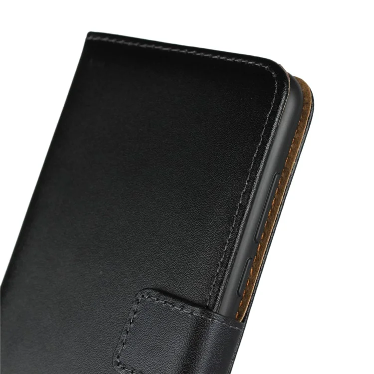 Genuine Leather Wallet Stand Phone Case for Huawei Honor 7C / Enjoy 8 - Black