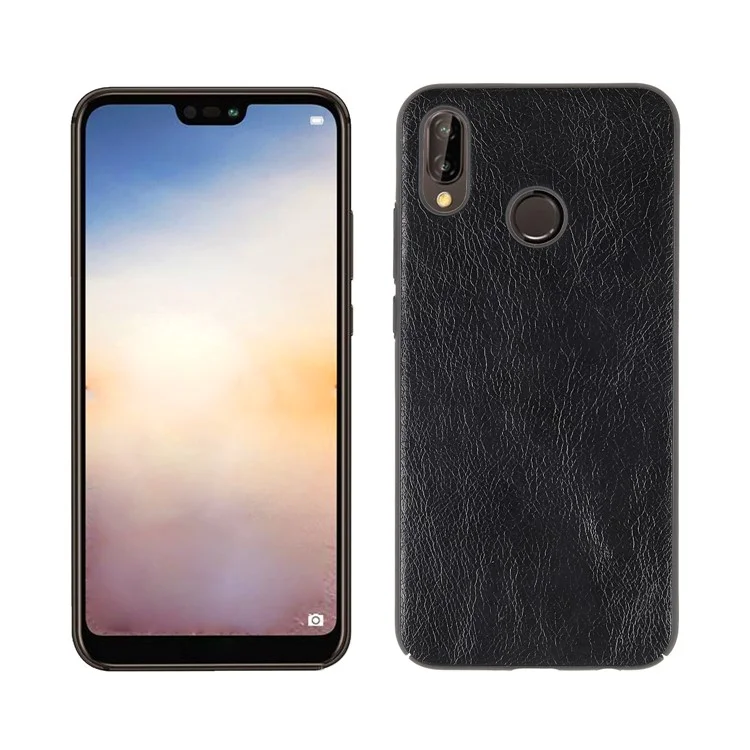 Crazy Horse Texture PU Leather Coated PC Hard Case for Huawei P20 Lite / Nova 3e - Black