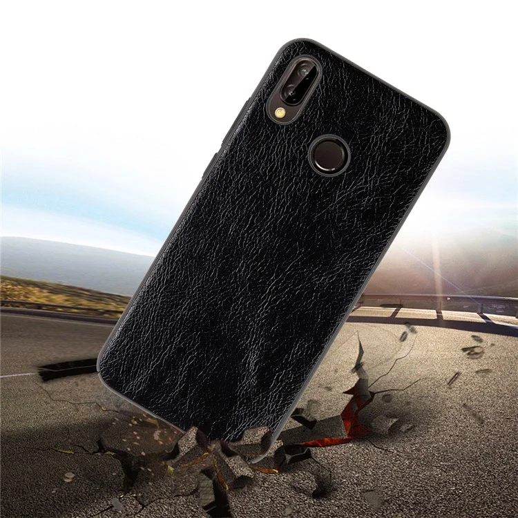 Crazy Horse Texture PU Leather Coated PC Hard Case for Huawei P20 Lite / Nova 3e - Black