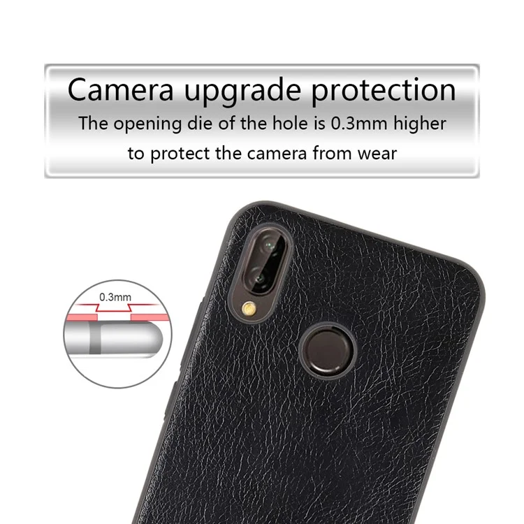 Crazy Horse Texture PU Leather Coated PC Hard Case for Huawei P20 Lite / Nova 3e - Black