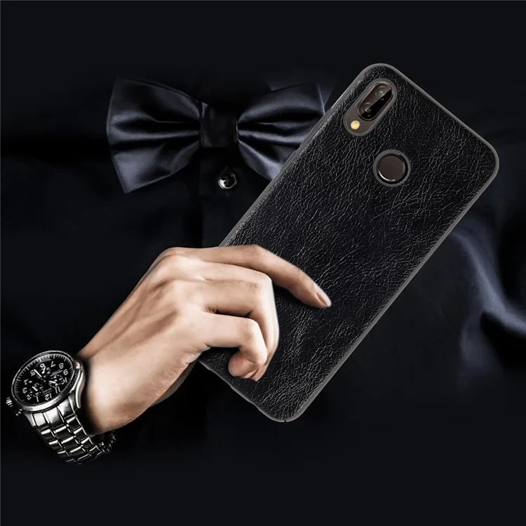 Crazy Horse Texture PU Leather Coated PC Hard Case for Huawei P20 Lite / Nova 3e - Black