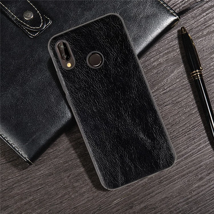 Crazy Horse Texture PU Leather Coated PC Hard Case for Huawei P20 Lite / Nova 3e - Black