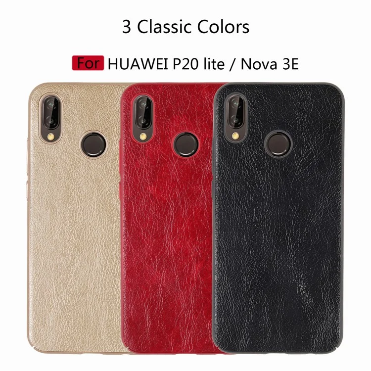 Crazy Horse Texture PU Leather Coated PC Hard Case for Huawei P20 Lite / Nova 3e - Black