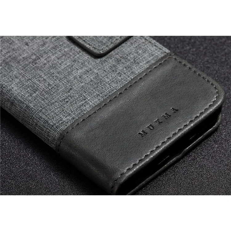 MUXMA Leather Canvas Splicing Stand Mobile Cover for Huawei P20 Lite/Nova 3e - Grey