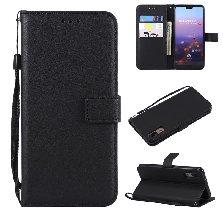 Wallet Leather Stand Case for Huawei P20 - Black