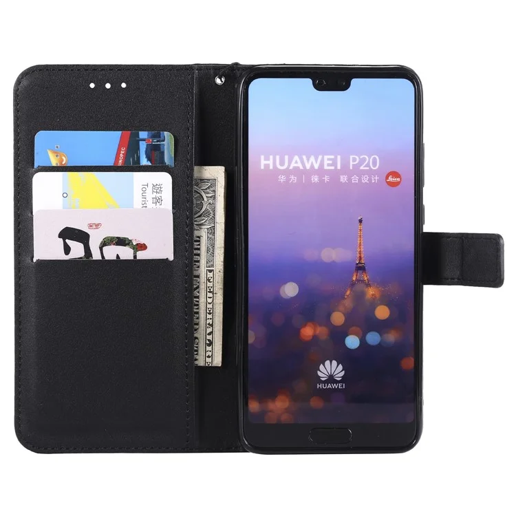 Wallet Leather Stand Case for Huawei P20 - Black