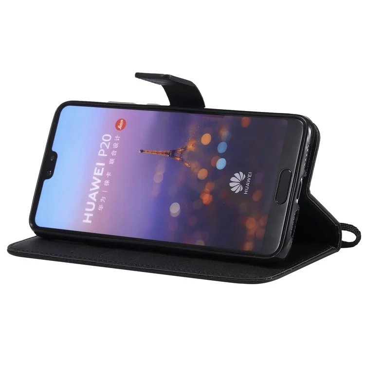 Wallet Leather Stand Case for Huawei P20 - Black