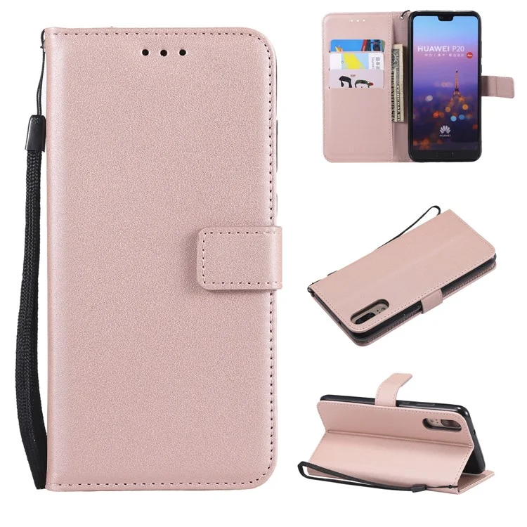 Wallet Leather Cell Phone Case for Huawei P20 - Rose Gold