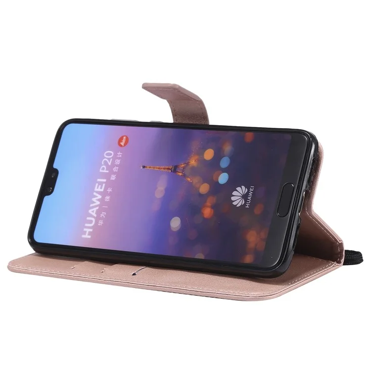 Wallet Leather Cell Phone Case for Huawei P20 - Rose Gold