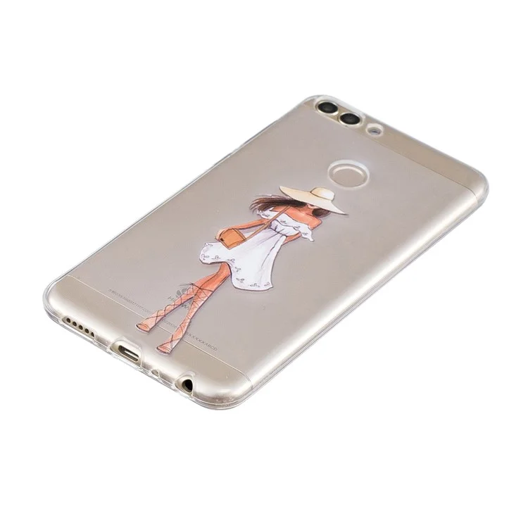 Printing Pattern TPU Case for Huawei P Smart/Enjoy 7S - Girl in White Dress