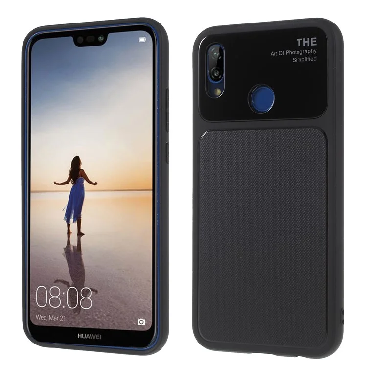 Tempered Glass + TPU Hybrid Phone Casing for Huawei P20 Lite / Nova 3e (China) - Black