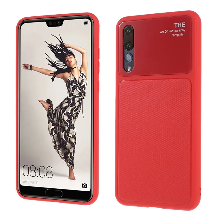 Tempered Glass + TPU Hybrid Phone Cover for Huawei P20 Pro - Red
