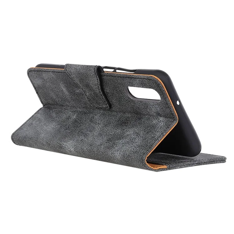 Vintage Style Wallet Split Leather Stand Protective Shell for Huawei P20 - Grey
