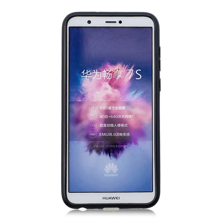 Embossed Rubberized PC TPU Hybrid Case for Huawei P Smart / Enjoy 7S - Unicorn