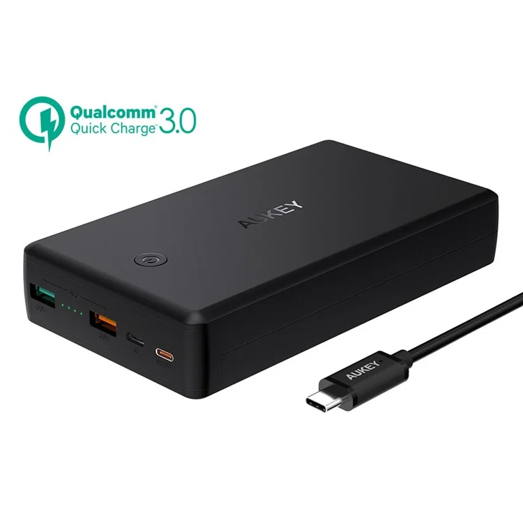 AUKEY PB-Y7 30000mAh Portable USB-C Quick Charge 3.0 Power Bank with Power Deliver