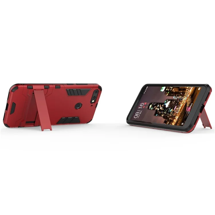Cool Guard PC TPU Kickstand Shell per Huawei Honor 7A (con sensore di impronte digitali)/Honor 7A Pro/Enjoy 8e - Rosso
