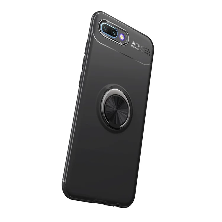 Case Móvil TPU de Kickstand TPU Para Huawei Honor 10 (lámina de Metal Magnético Incorporado) - Negro