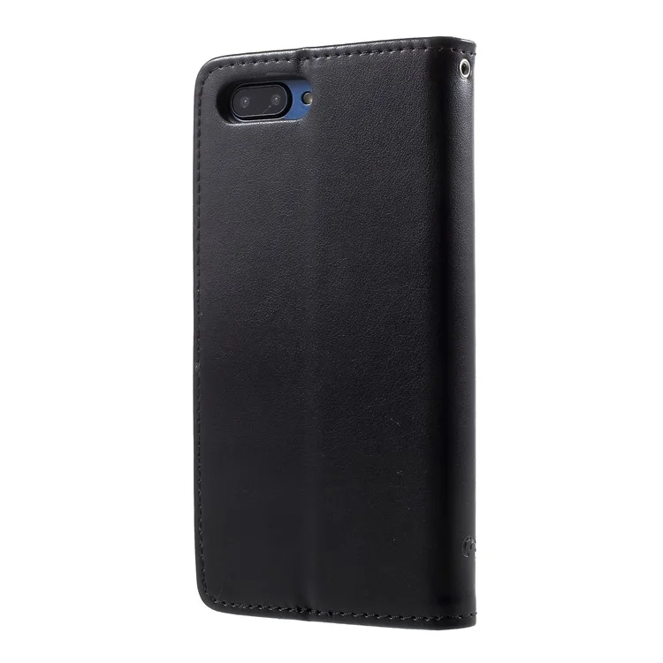 Imprint Butterfly Flowers Leather Wallet Case for Huawei Honor 10 - Black