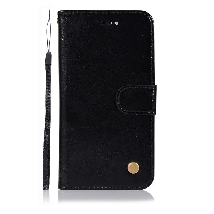Retro Style PU Leather Folio Flip Cell Phone Case for Huawei P Smart/Enjoy 7S - Black