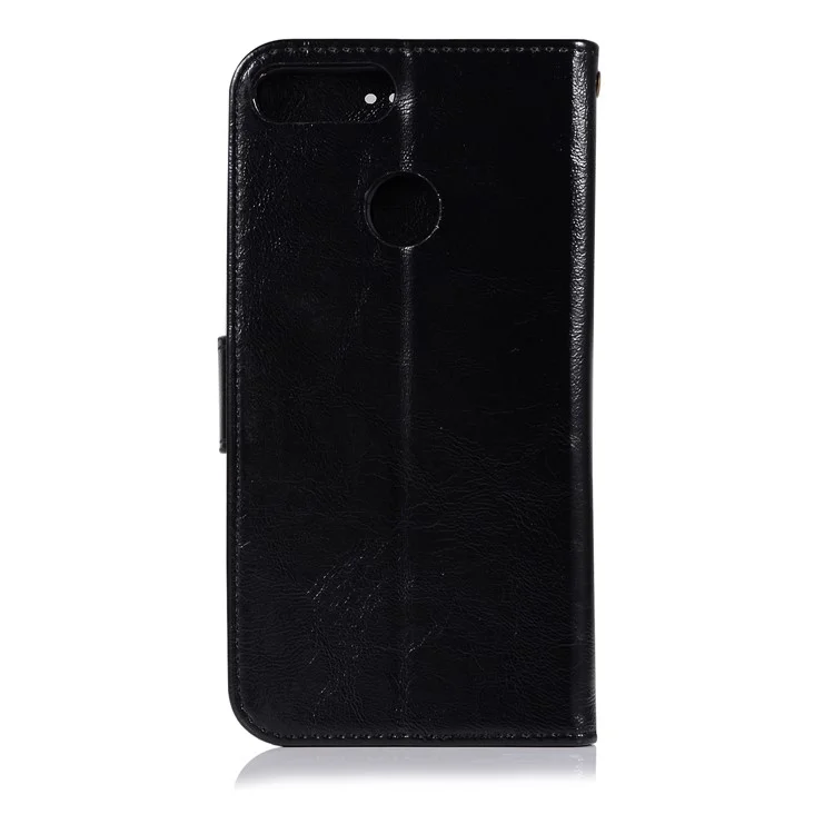 Retro Style PU Leather Folio Flip Cell Phone Case for Huawei P Smart/Enjoy 7S - Black