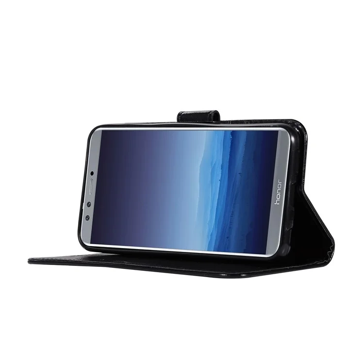 Retro Style PU Leather Folio Flip Cell Phone Case for Huawei P Smart/Enjoy 7S - Black