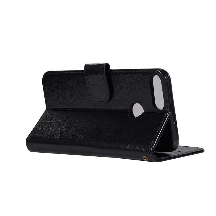 Retro Style PU Leather Folio Flip Cell Phone Case for Huawei P Smart/Enjoy 7S - Black