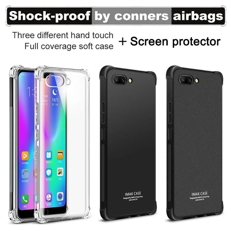IMAK for Huawei Honor 10 Skin Feel Anti-drop TPU Case + Explosion-proof Screen Film - Metal Black