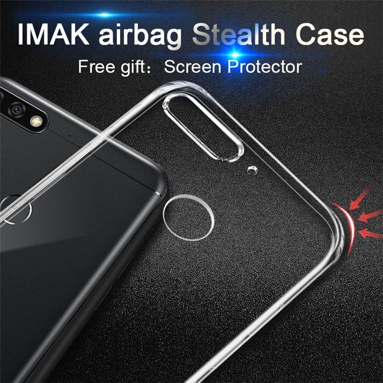 IMAK Anti-drop TPU Phone Case + Screen Protector for Huawei Honor 7C / Enjoy 8 / Y7 Prime (2018) - Transparent