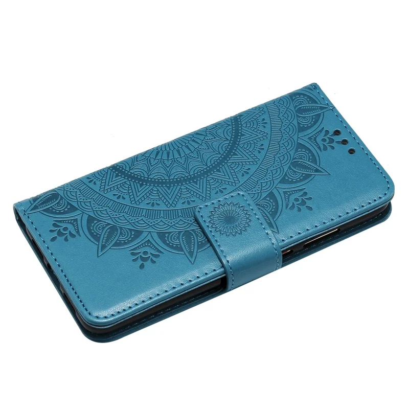 Imprint Mandala Flower Stand Wallet Leather Protective Case for Huawei P20 - Blue